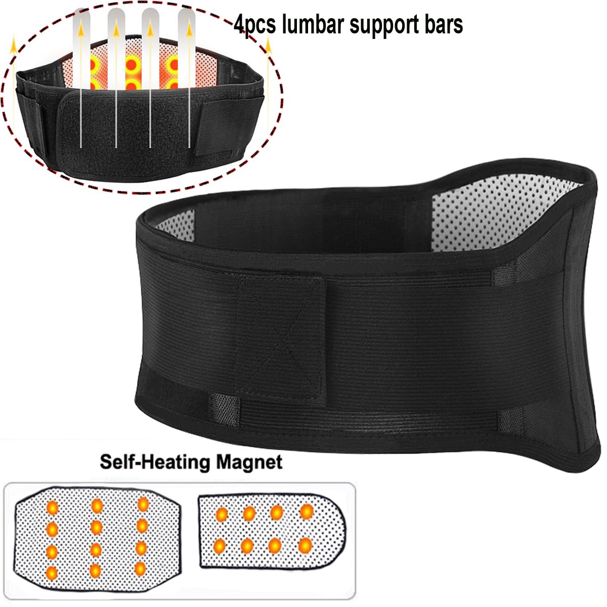 Lumbar Back Support Brace Self-Heating Breathable Lower Back Support Belt for Men Women Sciatica Herniated Disc Scoliosis Pain Relief