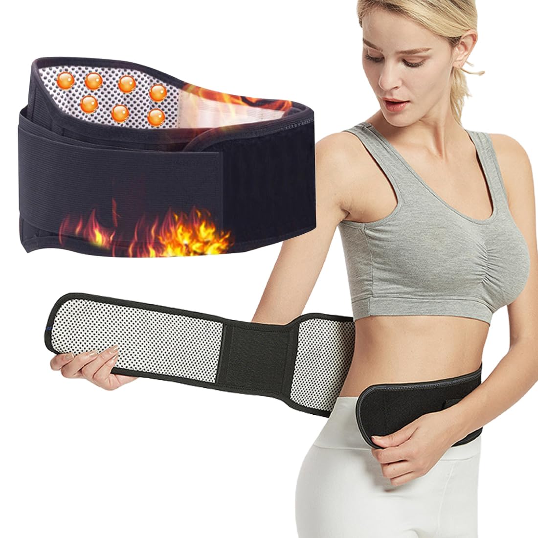 Lumbar Back Support Brace Self-Heating Breathable Lower Back Support Belt for Men Women Sciatica Herniated Disc Scoliosis Pain Relief